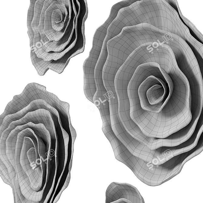 Chic Freeform Floral Wall Plaques 3D model image 5