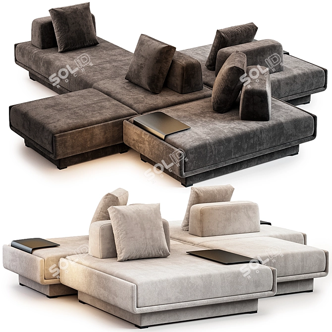 Elegant Lilas Mosaique Sofa Set 3D model image 1