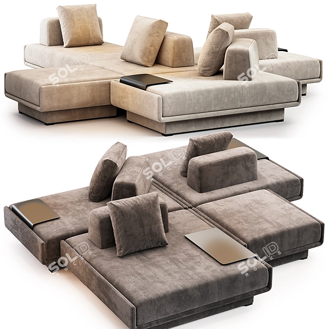 Elegant Lilas Mosaique Sofa Set 3D model image 2