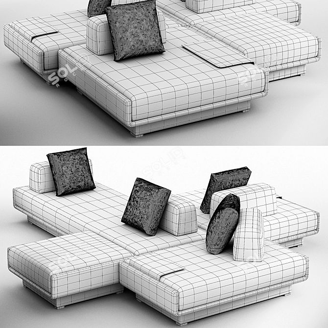 Elegant Lilas Mosaique Sofa Set 3D model image 4