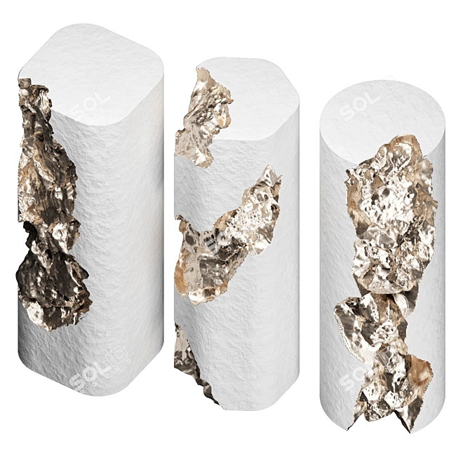 Gypsum & Metal Sculpture Set 3D model image 2