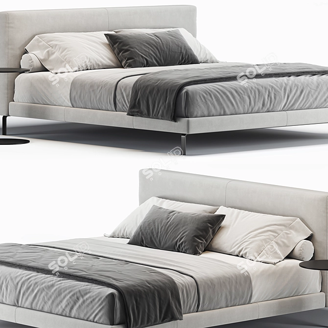 Modern Faux Leather Bed 2013 3D model image 2