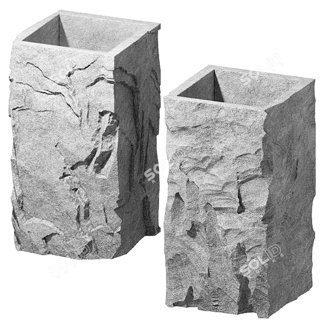 Custom Stone Wash Basin Set 3D model image 1