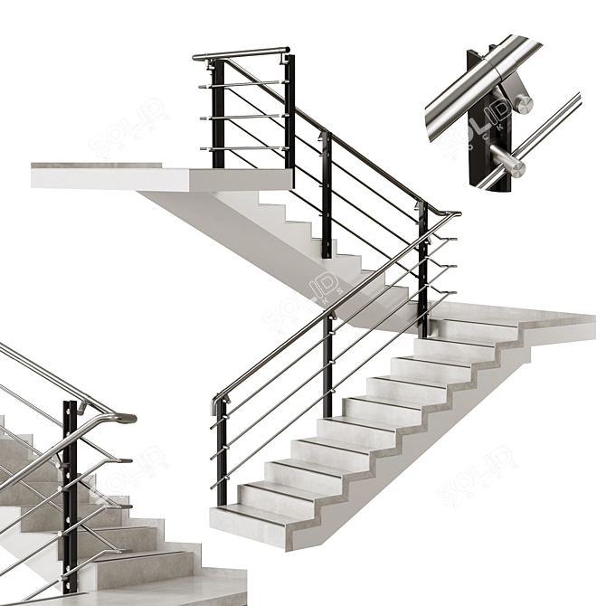 Modern Steel Ladder Solution 3D model image 1