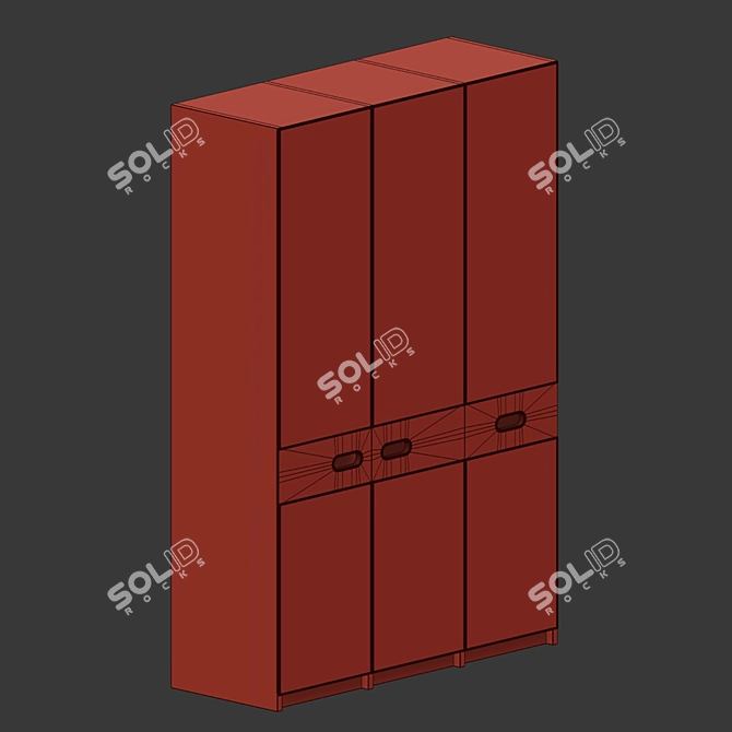 Retro Vintage Wardrobe 3D model image 2