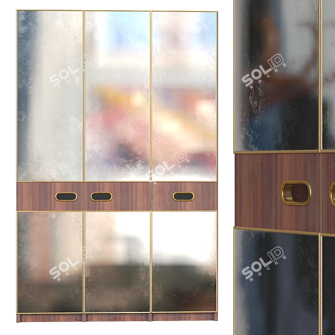 Retro Vintage Wardrobe 3D model image 3