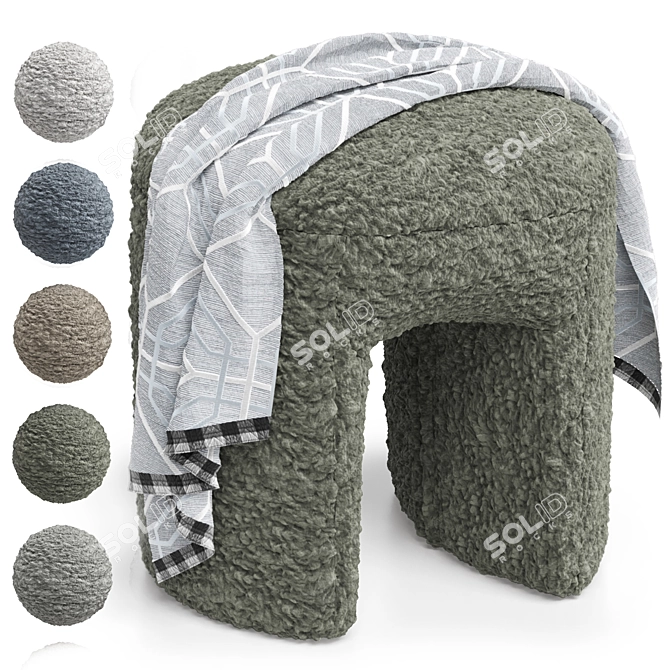 Shaggy Merino Pouf with Polys blanket 3D model image 8