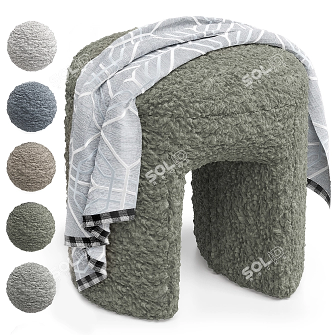 Shaggy Merino Pouf with Polys blanket 3D model image 11