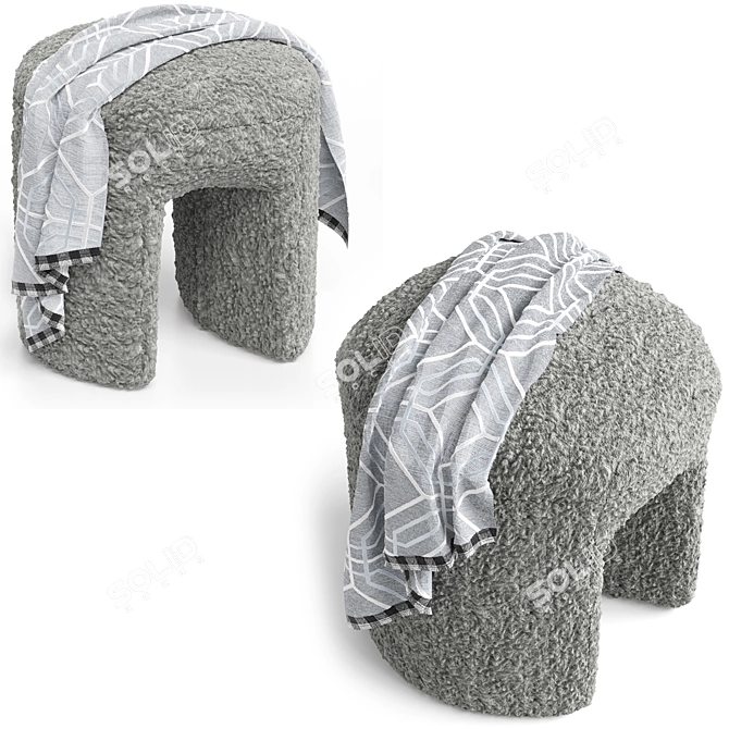 Shaggy Merino Pouf with Polys blanket 3D model image 15