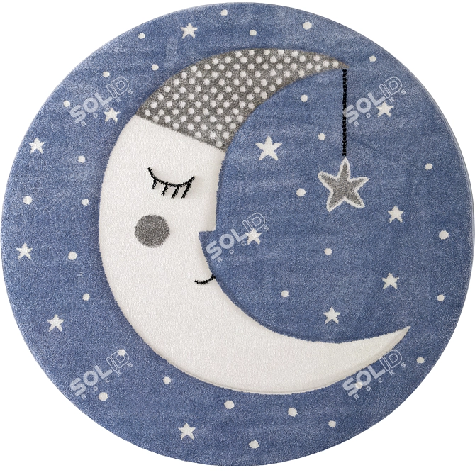 Sleepy Moon Round Rug 3D model image 1