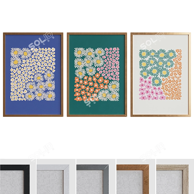 Botanical Picture Frame Set - 3 Modern Styles 3D model image 1