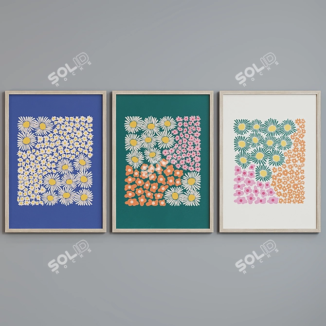 Botanical Picture Frame Set - 3 Modern Styles 3D model image 2