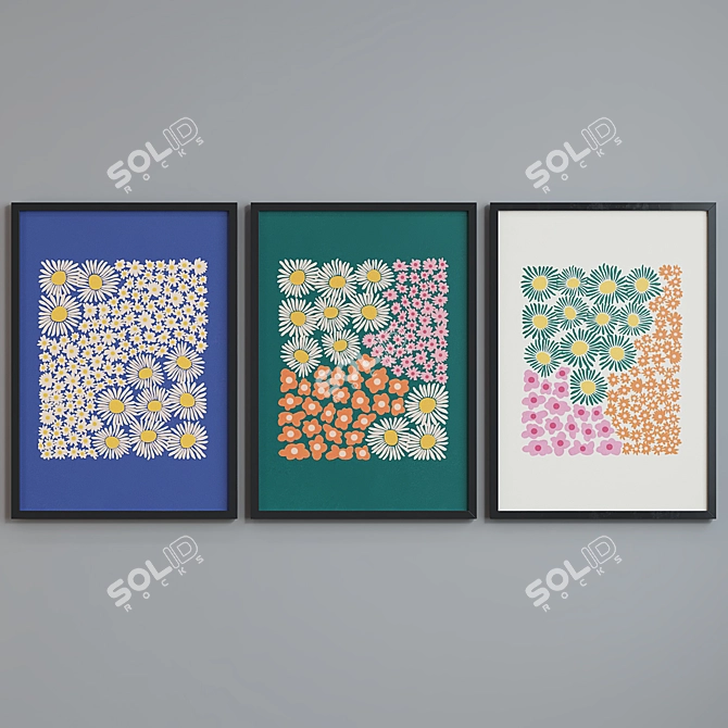 Botanical Picture Frame Set - 3 Modern Styles 3D model image 3