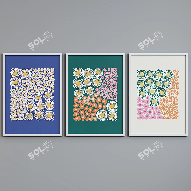 Botanical Picture Frame Set - 3 Modern Styles 3D model image 4