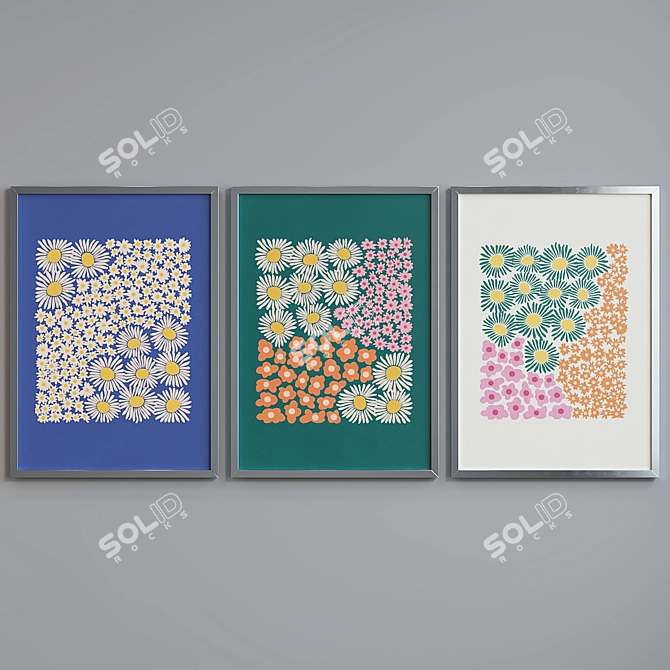 Botanical Picture Frame Set - 3 Modern Styles 3D model image 5