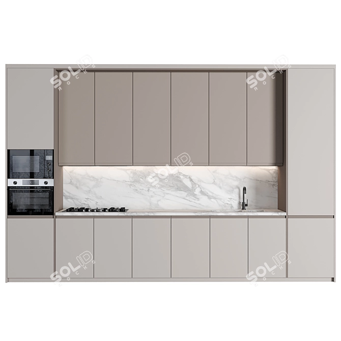 Modern Kitchen Module: 4K Marble 3D model image 1