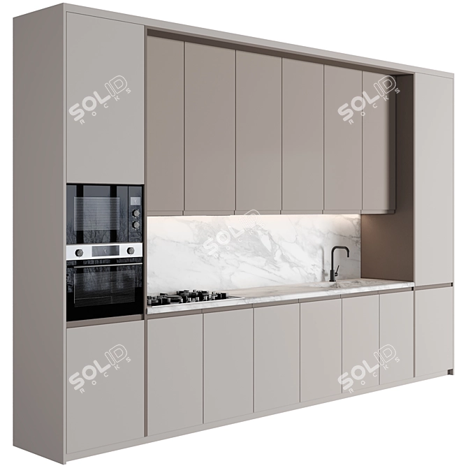 Modern Kitchen Module: 4K Marble 3D model image 2