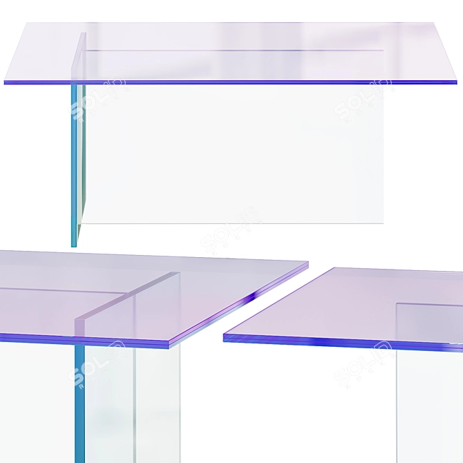 Colorful Glass Dining Table Set 3D model image 1