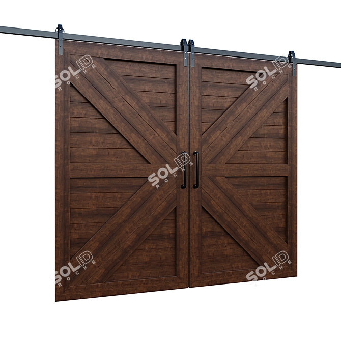 Rustic Barn Door 3D Model 3D model image 1