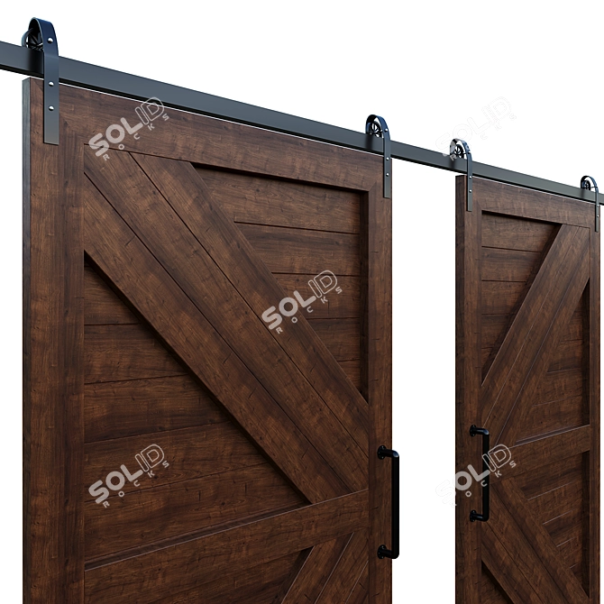 Rustic Barn Door 3D Model 3D model image 2