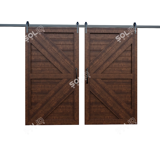 Rustic Barn Door 3D Model 3D model image 3