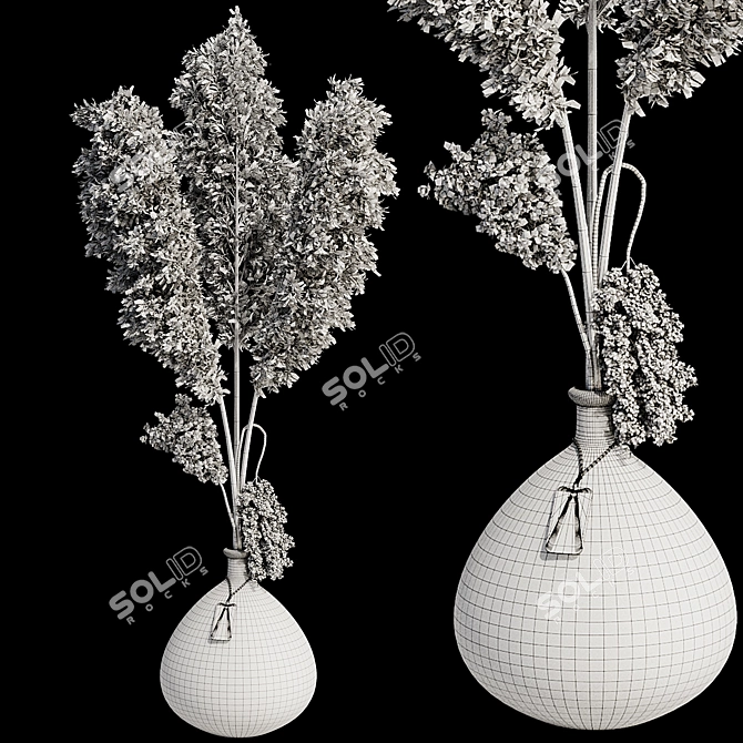 Minimal Pampas Grass Vase Bundle 3D model image 7