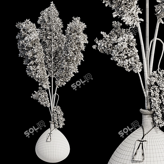 Minimal Pampas Grass Vase Bundle 3D model image 8