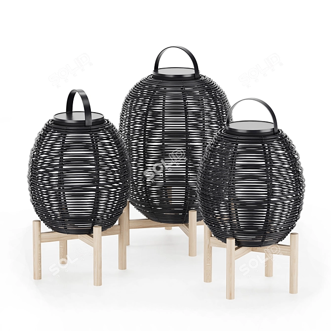 Wicker Solar Lantern Tika 3D model image 2