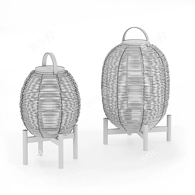 Wicker Solar Lantern Tika 3D model image 3