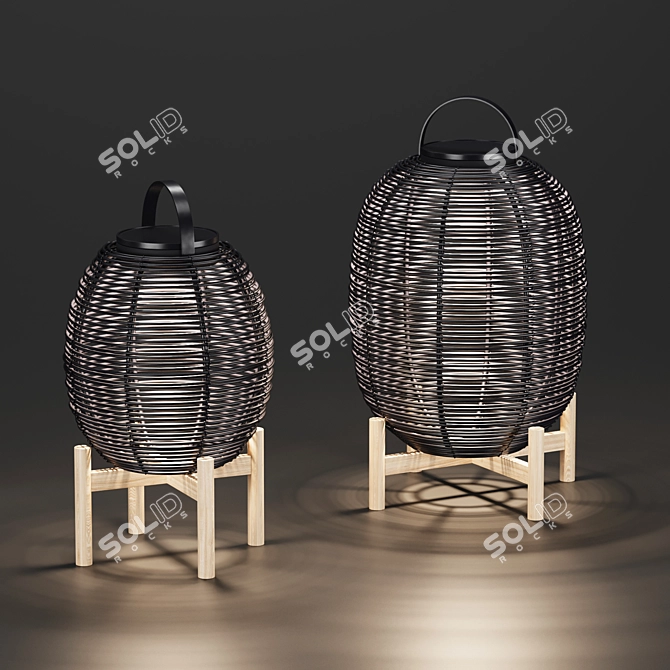 Wicker Solar Lantern Tika 3D model image 5