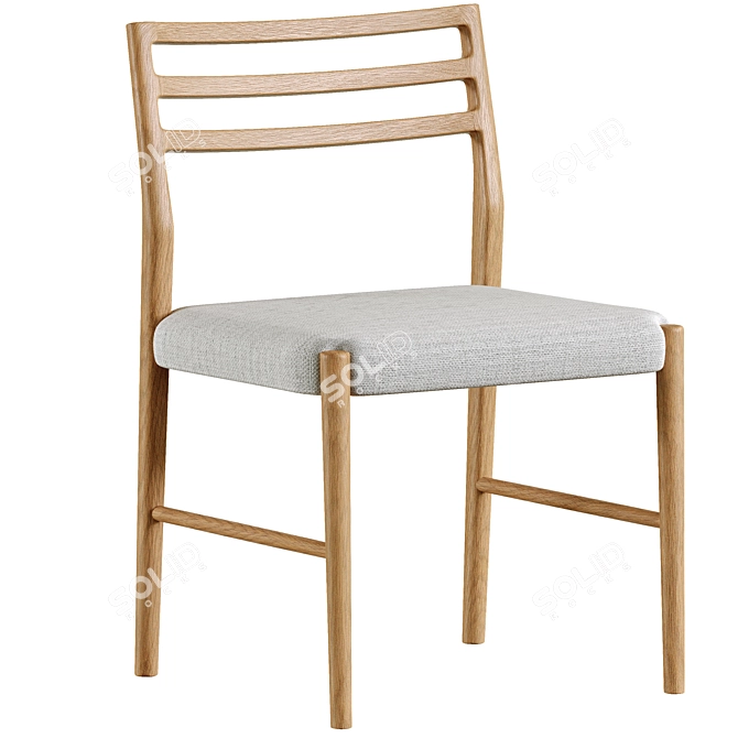 Elegant Quincy Basketweave Dining Chair 3D model image 2