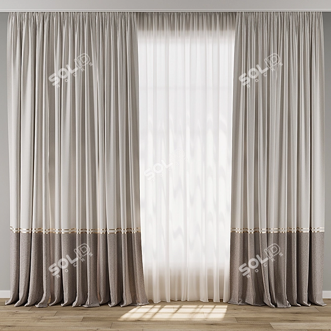 Minimalist Curtain 3D Model Kit 3D model image 1