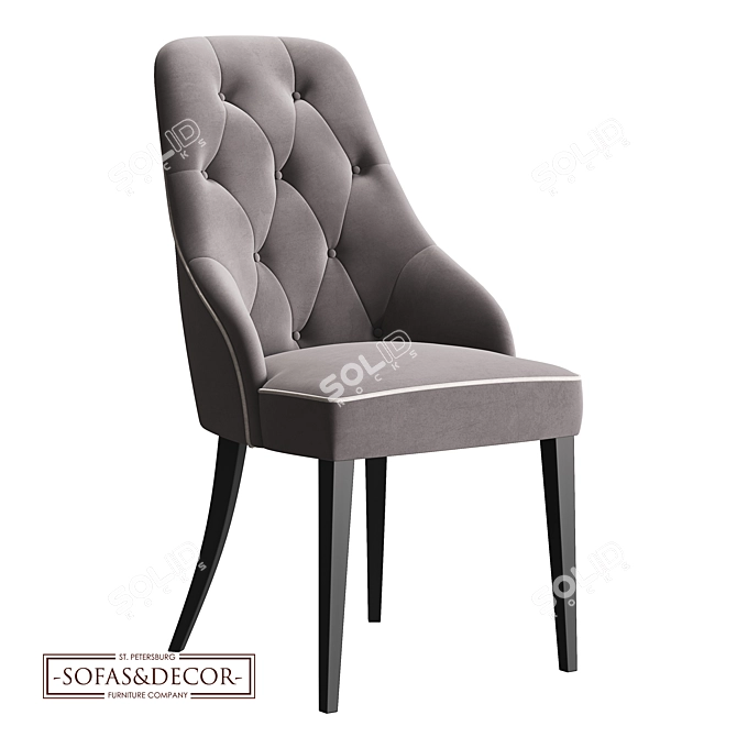 Customizable Modern Velvet Dining Chair 3D model image 1