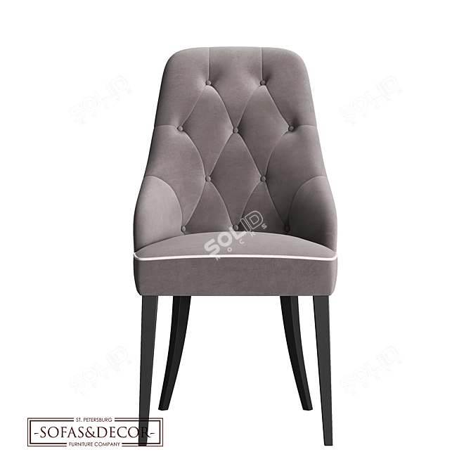 Customizable Modern Velvet Dining Chair 3D model image 3