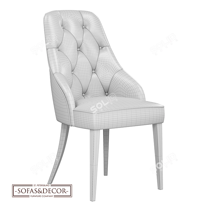 Customizable Modern Velvet Dining Chair 3D model image 4