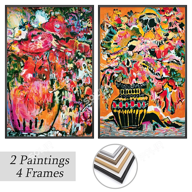 Wall Art Set with Frames 3D model image 1