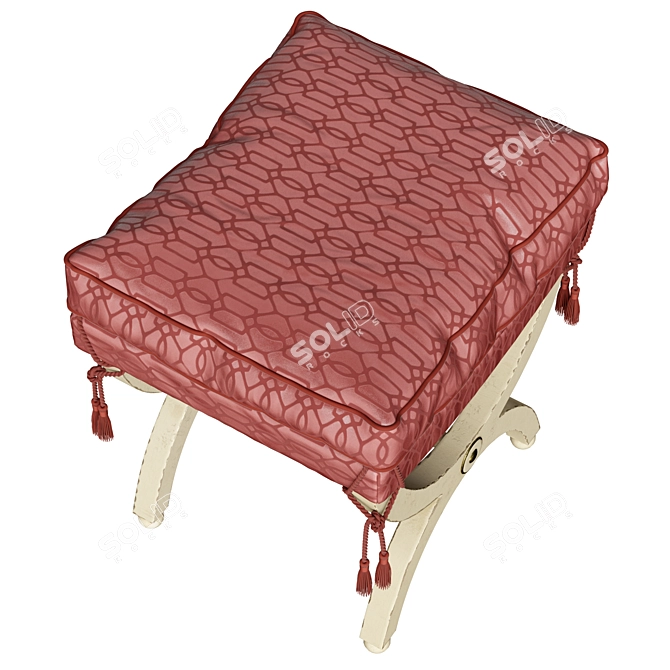 Vintage Solid Wood Vanity Stool 3D model image 4