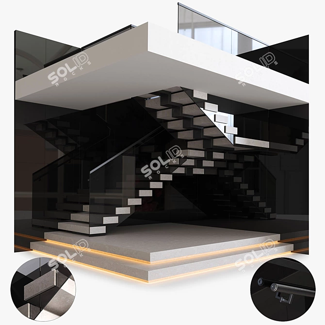  Modern Staircase Design 3D Model 3D model image 1