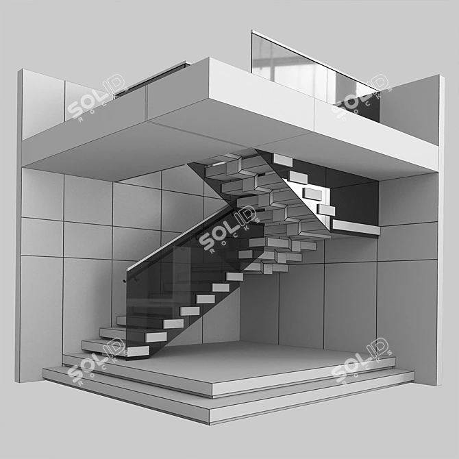  Modern Staircase Design 3D Model 3D model image 6