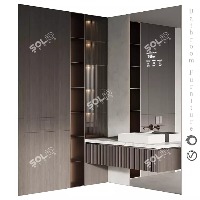 Modern Bathroom Furniture Set 3D model image 1