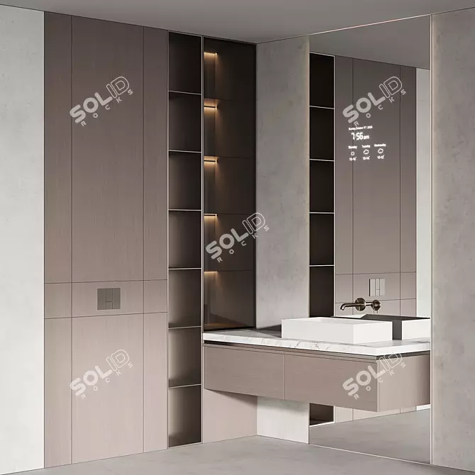 Modern Bathroom Furniture Set 3D model image 2