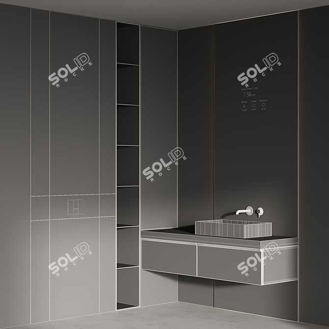 Modern Bathroom Furniture Set 3D model image 4