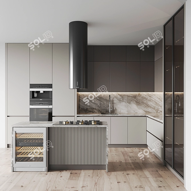 Modern Kitchen 3D Model Set 3D model image 1