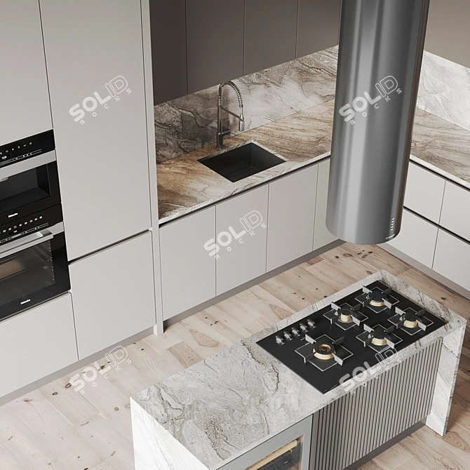 Modern Kitchen 3D Model Set 3D model image 3