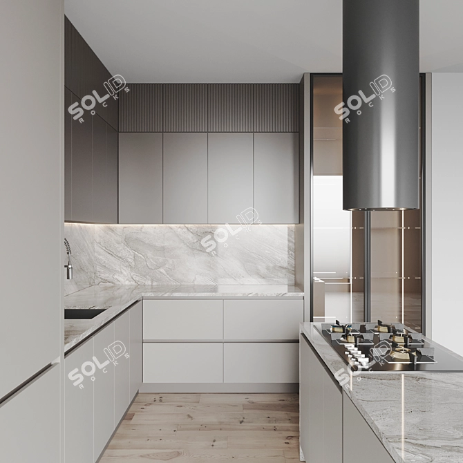 Modern Kitchen 3D Model Set 3D model image 4