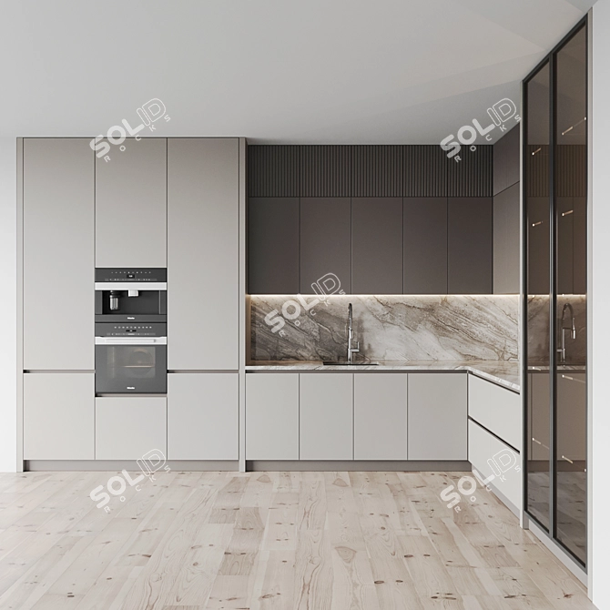 Modern Kitchen 3D Model Set 3D model image 5