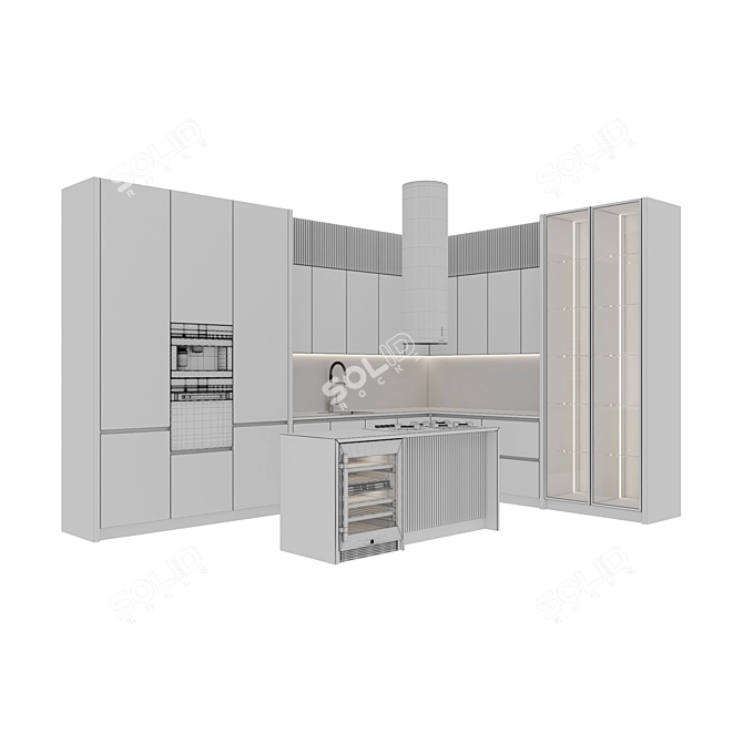 Modern Kitchen 3D Model Set 3D model image 6