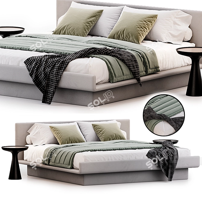 Modern Elegant Lilas Bed Frame 3D model image 1