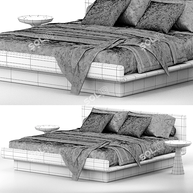 Modern Elegant Lilas Bed Frame 3D model image 3