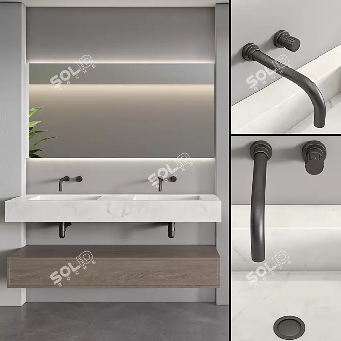 Modern Bathroom Furniture Set 116 3D model image 1